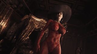 Resident Evil 8 Nude Lady Dimitrescu Red Lace Lingerie & Bottomless Daughters Resident Evil Village
