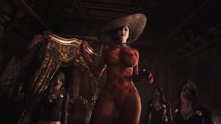 Resident Evil 8 Nude Lady Dimitrescu Red Lace Lingerie & Bottomless Daughters Resident Evil Village