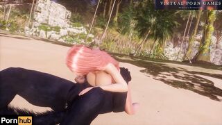 A Huge Wolf Fucks a Redhead Beauty on the Seashore