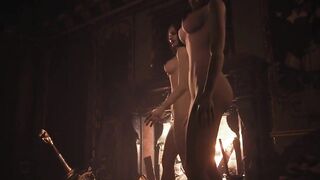Resident Evil 8 Naked Dimitrescu's Daughters & Nude Lady Dimitrescu Black Lace Lingerie RE Village: