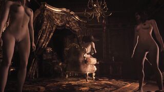 Resident Evil 8 Naked Dimitrescu's Daughters & Nude Lady Dimitrescu Black Lace Lingerie RE Village:
