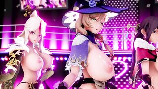 Mmd Exposed Big Nipple with Milky Boobs Hot and Sexy MILF 3d Hentai Genshin Impact