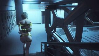Jill Valentine Yellow Tape Bounded with Big Jiggly Tits - Resident Evil: Duct Tape Bondage Special