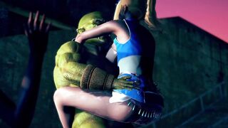 Three Lewd Girls Fuck with Goblin in the back Alley