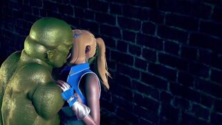 Three Lewd Girls Fuck with Goblin in the back Alley