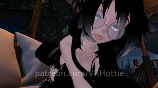 Brunette Glasses Strips in Booty Shorts Fucking Riding in Backyard Gazebo POV Hentai Lap Dance