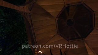Brunette Glasses Strips in Booty Shorts Fucking Riding in Backyard Gazebo POV Hentai Lap Dance