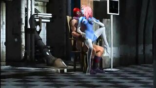 Blue 3D cartoon babe getting fucked hard by Magneto