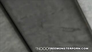 Busty 3D Brunette Sucks a Zombie Cock