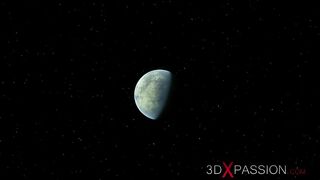 Sexy sci-fi female android fucks an alien in space station