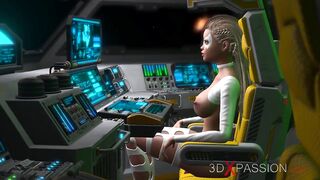 3d hot alien dickgirl fucks a sexy girl in space station