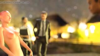 Hot 3d girl doing crazy things in front of the people