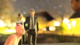 Hot 3d girl doing crazy things in front of the people
