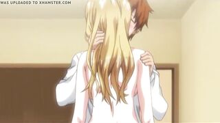 Cumshot in pants with a green-eyed stepsister