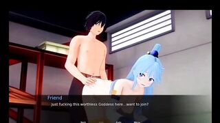 Konosuba aqua fucked in threesome