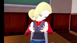 Cute fun with dragon ball girl android 18