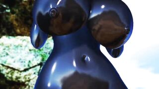 MMD 3D huge tits girl in a tight school swimsuit