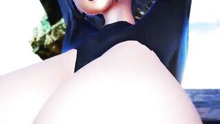 MMD 3D huge tits girl in a tight school swimsuit