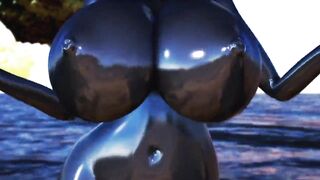 MMD 3D huge tits girl in a tight school swimsuit
