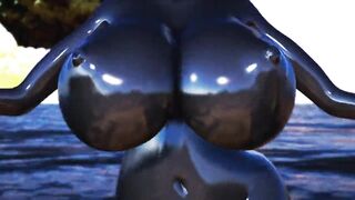MMD 3D huge tits girl in a tight school swimsuit