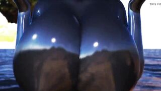 MMD 3D huge tits girl in a tight school swimsuit