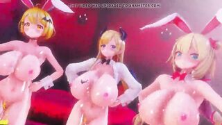 MMD Choco,Mel,Haato - vibrator and breast leaking milk