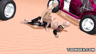 Skinny Short Haired 3D Blonde Fucked Outdoors