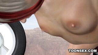 Skinny Short Haired 3D Blonde Fucked Outdoors