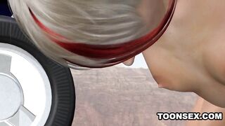 Skinny Short Haired 3D Blonde Fucked Outdoors