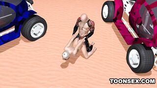 Skinny Short Haired 3D Blonde Fucked Outdoors
