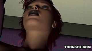 Foxy 3D Cartoon Redhead Plays with Herself