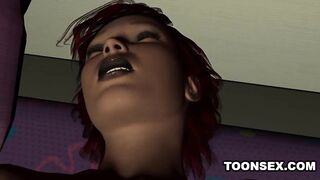 Foxy 3D Cartoon Redhead Plays with Herself