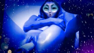 Cute Blue Alien Wet Pussy Fuck Machine