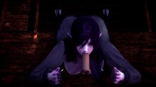 3D HENTAI POV Dark Elf Swallowed all the Cum
