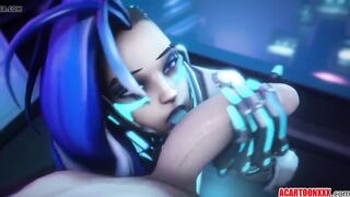 Cute Sombra fucking and jerking off big dick
