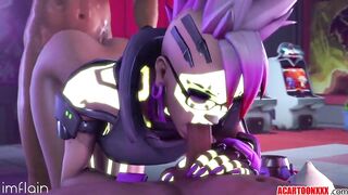 Cute Sombra fucking and jerking off big dick
