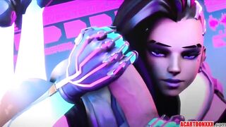 Cute Sombra fucking and jerking off big dick