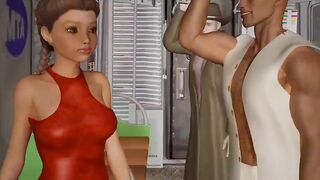 Public fuck in Subway train. 3D cartoon interracial orgy!