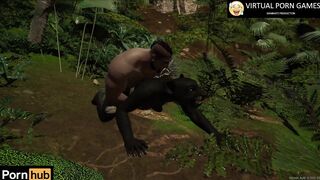 Hunter Fucks Black Panther in the Jungle 4K 60 FPS Animation