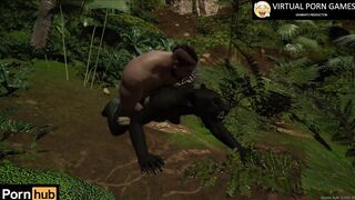 Hunter Fucks Black Panther in the Jungle 4K 60 FPS Animation