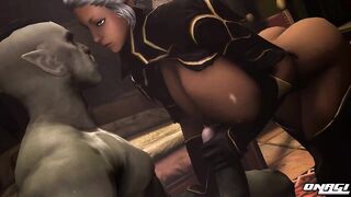 Busty Elf Rides Orc for Creampie