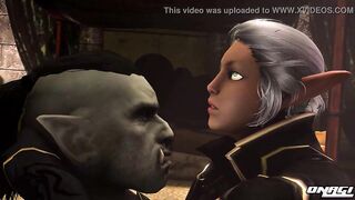 Busty Elf Rides Orc for Creampie