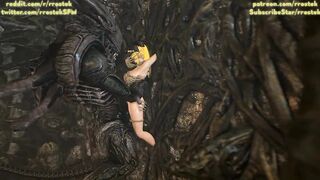 Samus Aran on a strange Alien Planet being fucked by Xenomorphs hardcore 3D Animation