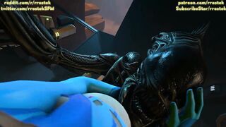 Samus Aran on a strange Alien Planet being fucked by Xenomorphs hardcore 3D Animation