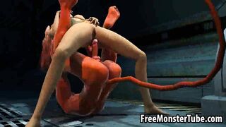 Busty 3D cartoon redhead babe fucked by Satan