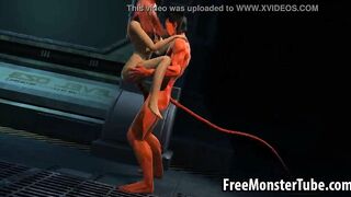 Busty 3D cartoon redhead babe fucked by Satan