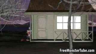 Sexy 3D cartoon redhead babe getting fucked by a zombie