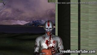 Sexy 3D cartoon redhead babe getting fucked by a zombie