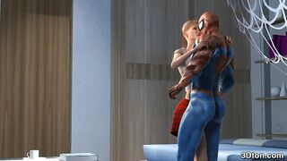 Spider man fucks busty blonde