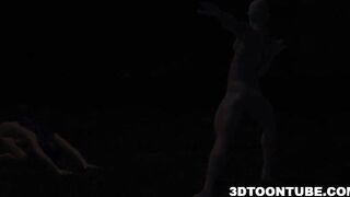 Busty 3D babe getting fucked hard by a monster
